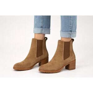 Nisolo Ana Go-To Heeled Chelsea Boots Womens 11 Taupe Suede